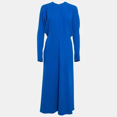 Pre-owned Victoria Beckham Blue Crepe Full Sleeve Midi Dress M