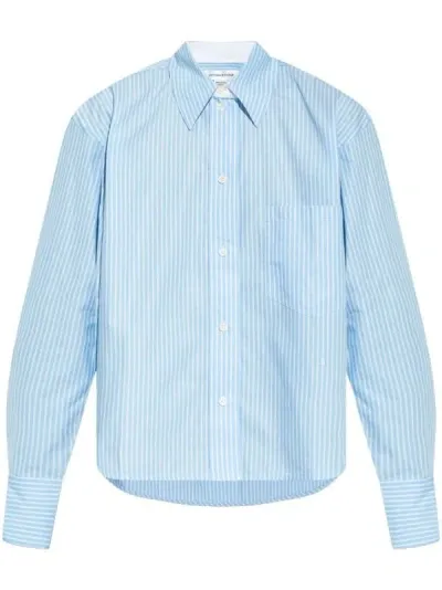 Victoria Beckham Cropped Long Sleeve Shirt In Light Blue