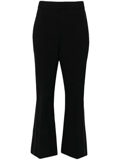 Victoria Beckham Rib Detail Cropped Trouser In Black