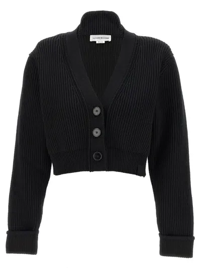 Victoria Beckham Cropped Cardigan In Black