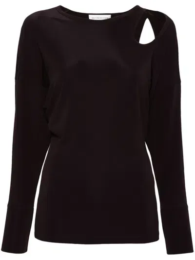 Victoria Beckham Cut-out Jersey Top In Black