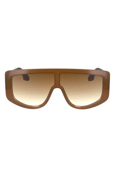 Victoria Beckham Denim 61mm Tea Cup Shield Sunglasses In Brown