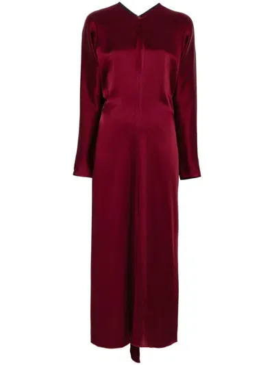 Victoria Beckham Dolman-sleeves Midi Dress In Red