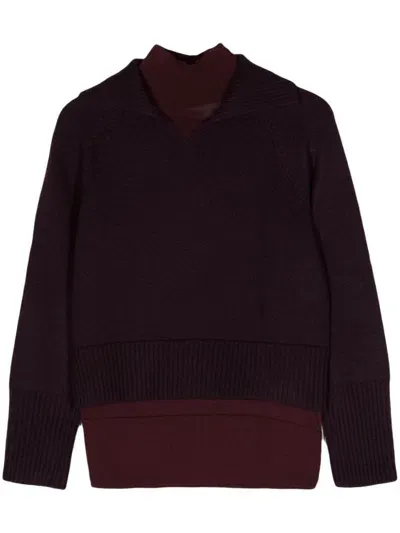 Victoria Beckham Layered High-neck Top In Bordeaux