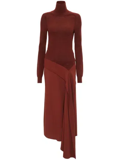 Victoria Beckham Draped-detail High-neck Maxi Dress In 橘色