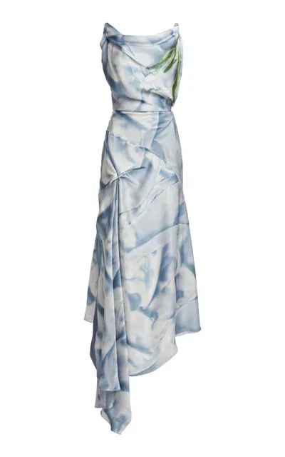 Victoria Beckham Draped Printed Midi Dress