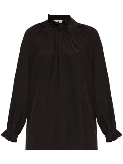 Victoria Beckham Draped Silk Blouse In Dmahogany