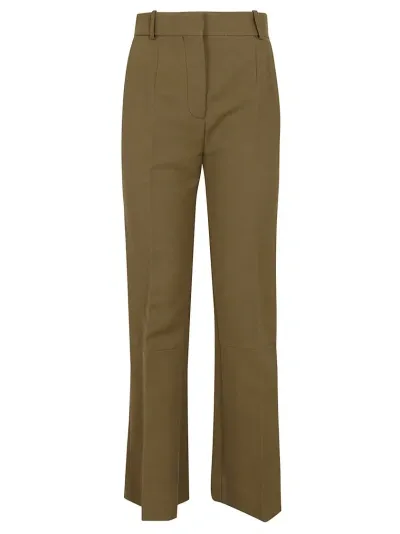 Victoria Beckham Cropped Cotton Pants In Green