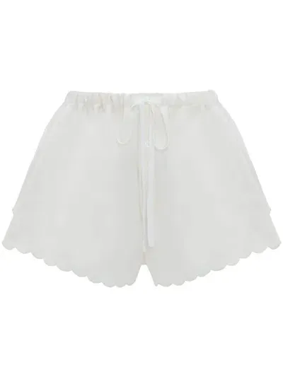 Victoria Beckham Embroidered Drawstring-waist Shorts In White