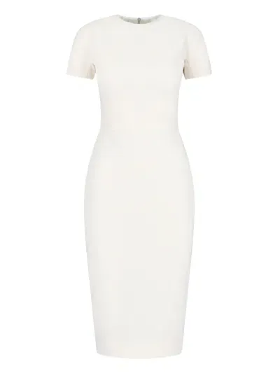 Victoria Beckham T-shirt Fitted Midi Dress With Back Zipper In White