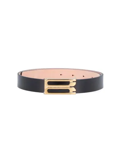 Victoria Beckham 'frame' Logo Belt In Black  