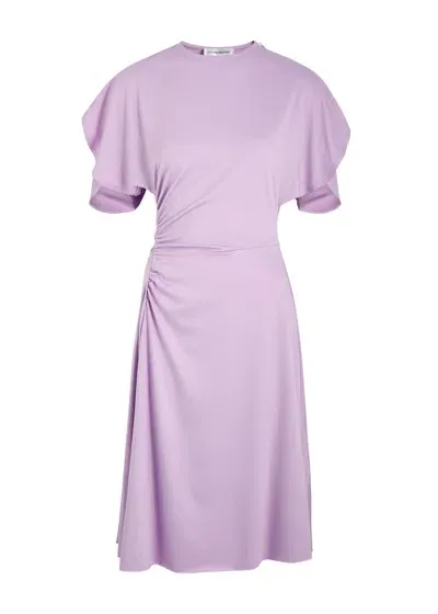 Victoria Beckham Gathered Stretch-jersey Midi Dress In Purple