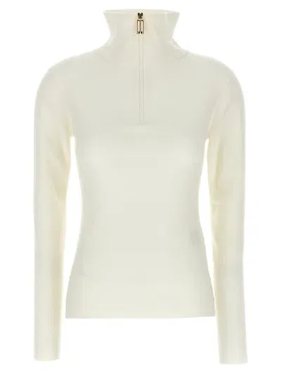 Victoria Beckham Half Zip Sweater In White