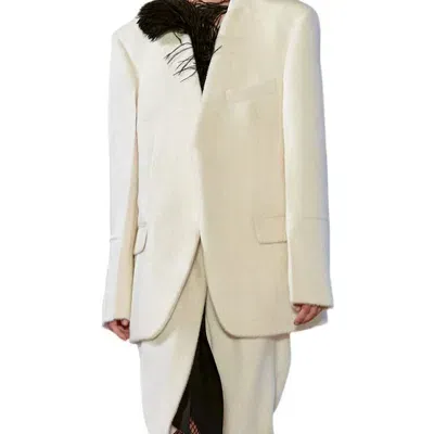 Victoria Beckham Lvr Exclusive Open Back Crepe Jacket In Ivory