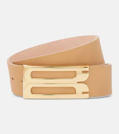 Victoria Beckham Jumbo Frame Leather Belt In Brown