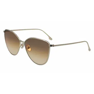 Victoria Beckham Hammered Metal Cat-eye Sunglasses In Gold/brown Orange