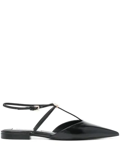 Victoria Beckham Leather Ballerina Shoes In Black