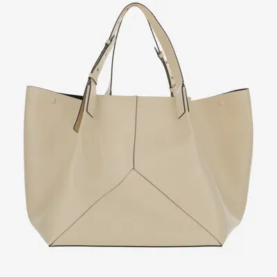 Victoria Beckham Leather Handbag With Logo In White