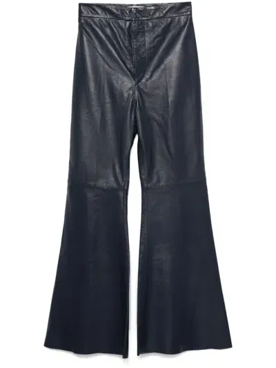 Victoria Beckham Leather Trousers In Blue