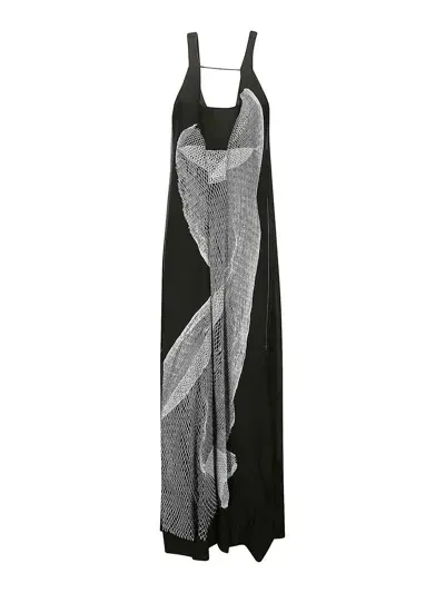 Victoria Beckham Contorted-net Sleeveless Maxi Dress In Multicolour