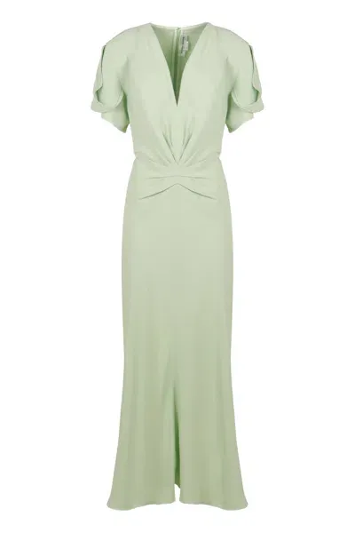 Victoria Beckham Midi Viscose Dress In Green