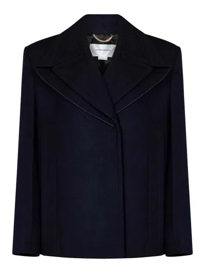 Victoria Beckham Oversized Ink Blue Virgin Wool Pea Coat