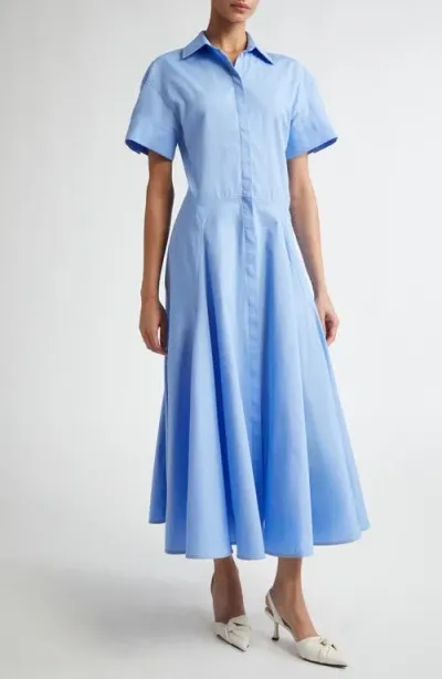 Victoria Beckham Paneled Organic Cotton Poplin Shirtdress In Oxford Blue