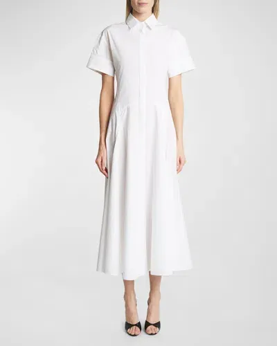 Victoria Beckham Paneled Cotton-poplin Midi Shirt Dress In White