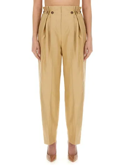 Victoria Beckham Pants Gathered Waist In Beige