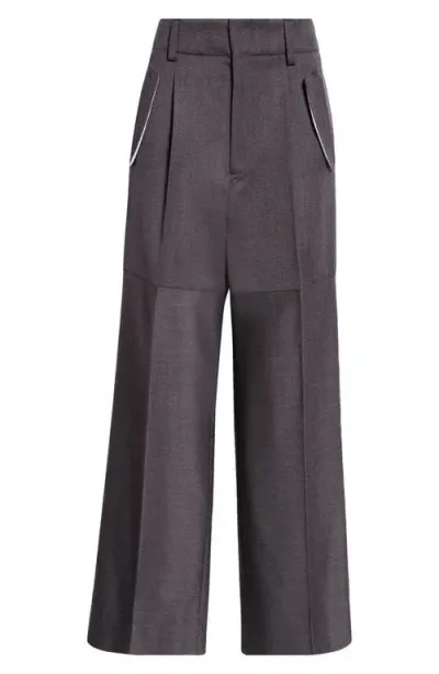 Victoria Beckham Pocket Detail Paneled Virgin Wool Pants In Charcoal