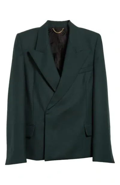 Victoria Beckham Pointed Shoulder Double Breasted Blazer In Seaweed