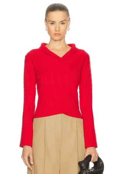 Victoria Beckham Asymmetric Cable-knit Wool Sweater In Red