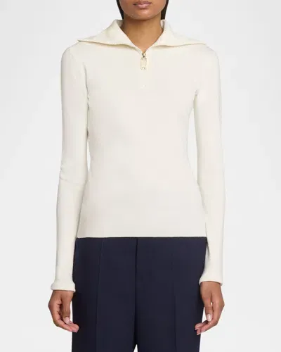 Victoria Beckham Quarter-zip Sweater In Ivory