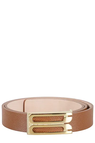 Victoria Beckham Regular Bbuckle Belt In Tan