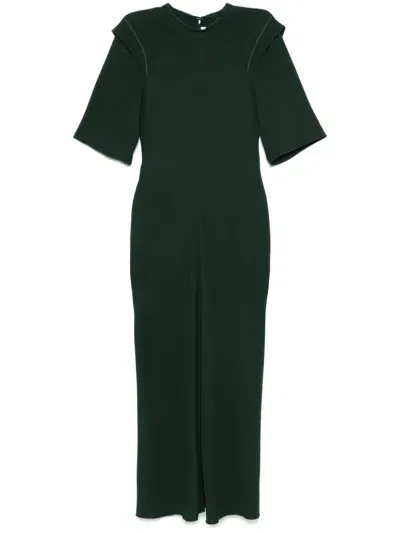 Victoria Beckham Ruched-detail Maxi Dress In Green