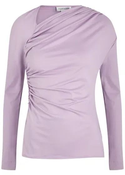 Victoria Beckham Ruched Stretch-jersey Top In Purple