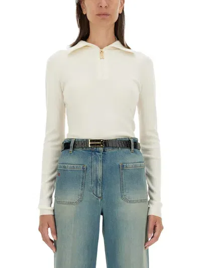 Victoria Beckham Shirt With Zip. In Ivory