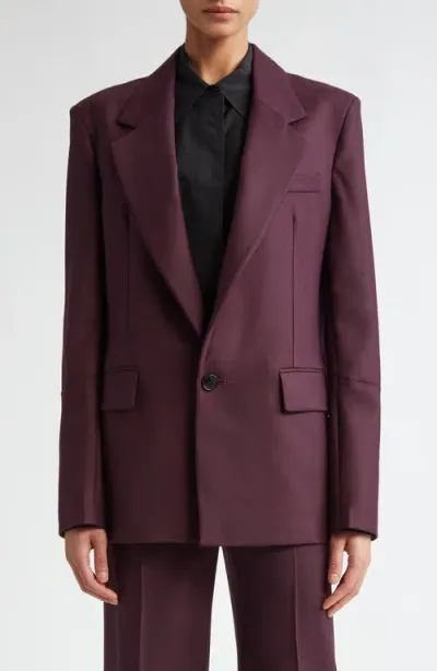 Victoria Beckham Sleeve Detail Gabardine Blazer In Deep Mahogany