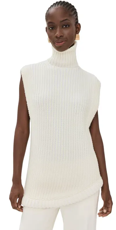 Victoria Beckham Sleeveless High Neck Sweater Ivory