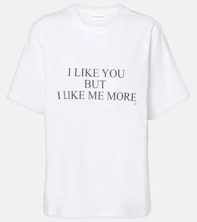 Victoria Beckham Slogan Cotton-jersey T-shirt In White