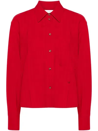 Victoria Beckham Spread-collar Textured Shirt In Red