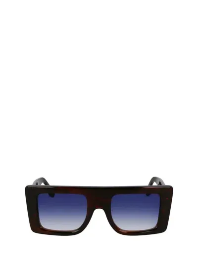 Victoria Beckham B Buckle Acetate Sunglasses In Brown Horn