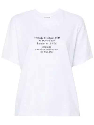 Victoria Beckham Address-print Cotton T-shirt In White