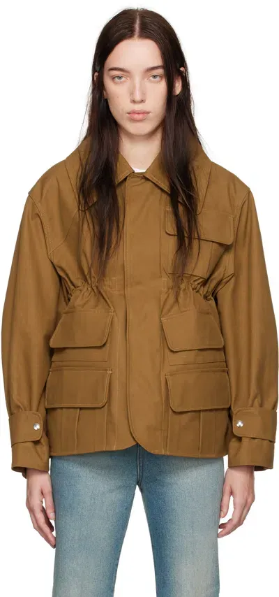 Victoria Beckham Tan Patch Pocket Utility Jacket In Toffee