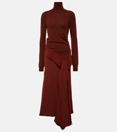 Victoria Beckham Tie-detail Wool Midi Dress In Red