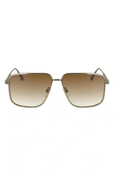 Victoria Beckham V Line 57mm Gradient Aviator Sunglasses In Gold / Honey Gradient