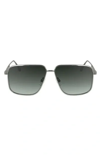 Victoria Beckham V Line 57mm Gradient Aviator Sunglasses In Silver / Green Gradient