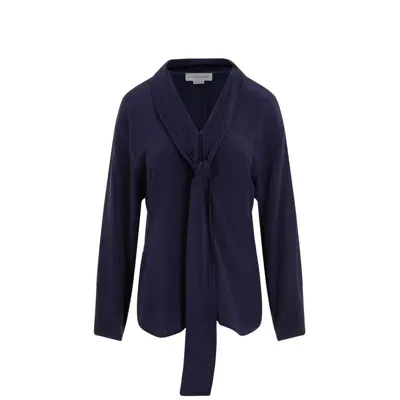 Victoria Beckham V-neck Scarf Blouse In Blue