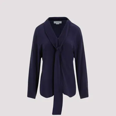 Victoria Beckham V-neck Scarf Blouse In Blue