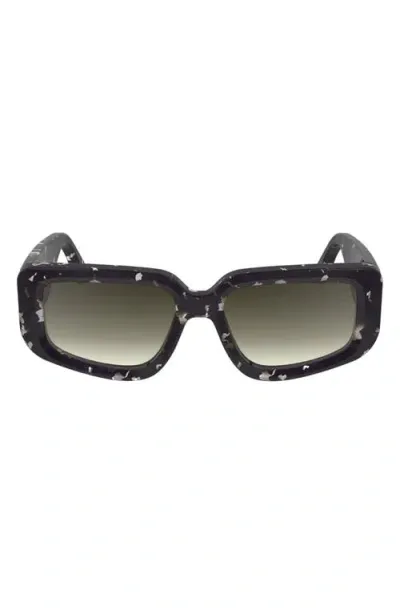 Victoria Beckham Vb Monogram 54mm Modified Rectangular Sunglasses In Black Havana